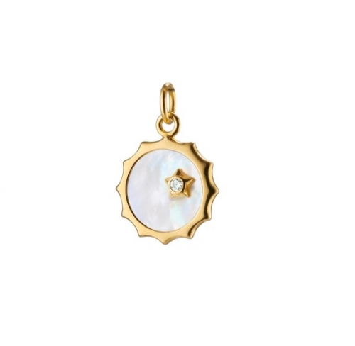 MOTHER OF PEARL SUN AND STAR CHARM